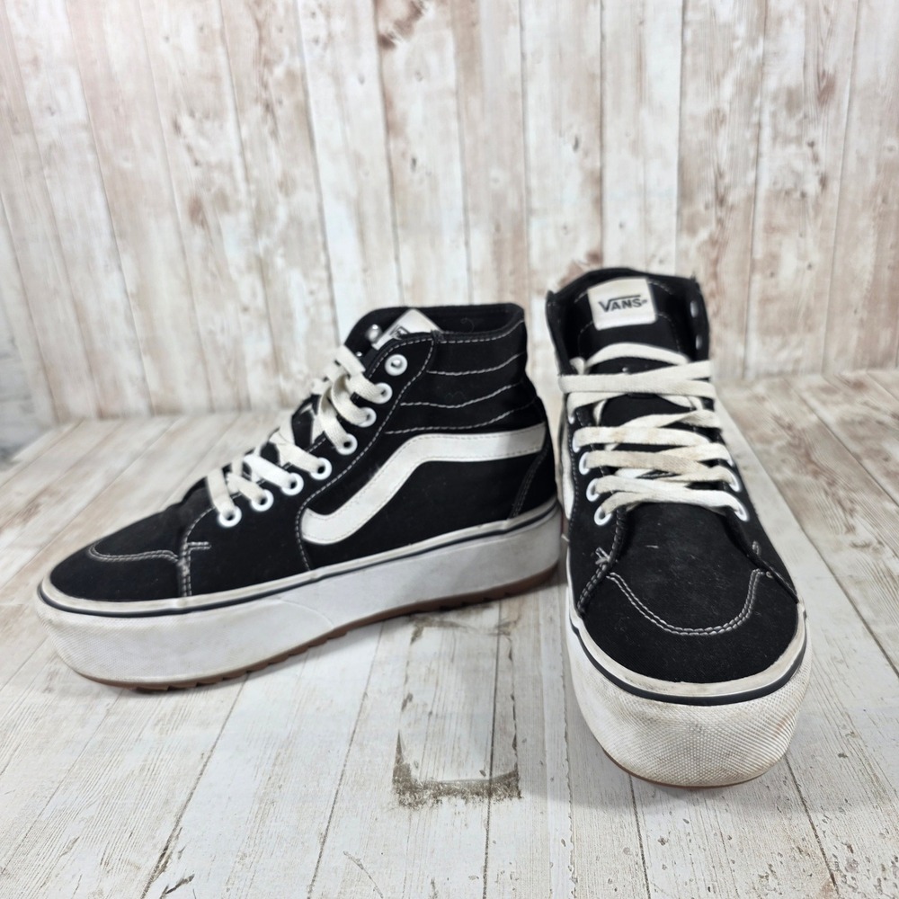 Vans Sk8-Hi Stacked Black White Platform High Top Sneakers Womens 8.5 500714 - Picture 7 of 8